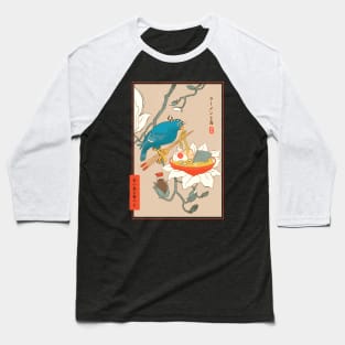 Bird and ramen Ukiyoe Baseball T-Shirt